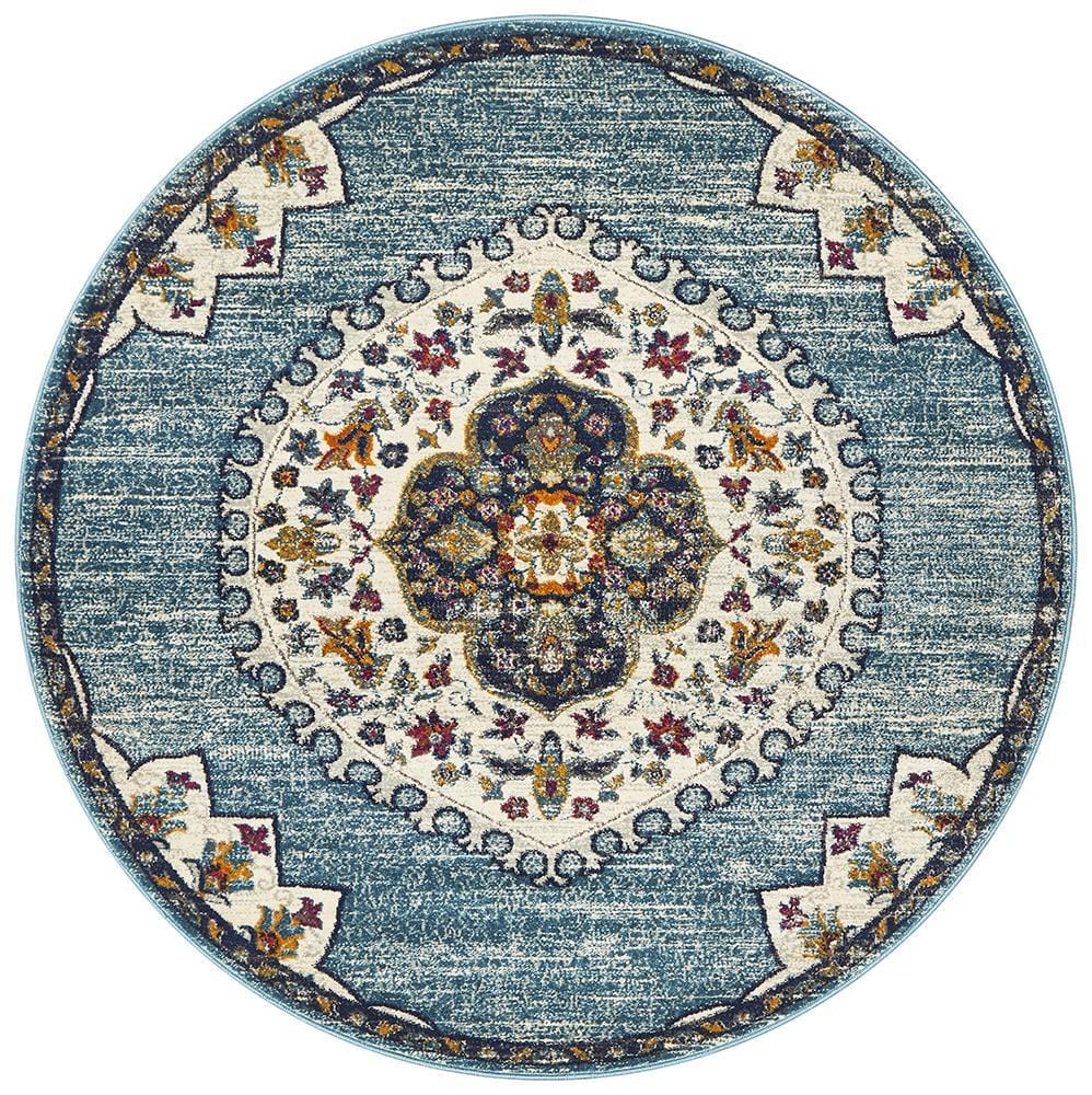 Babylon Light Blue : Round Rug