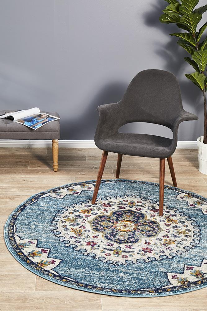 Babylon Light Blue : Round Rug