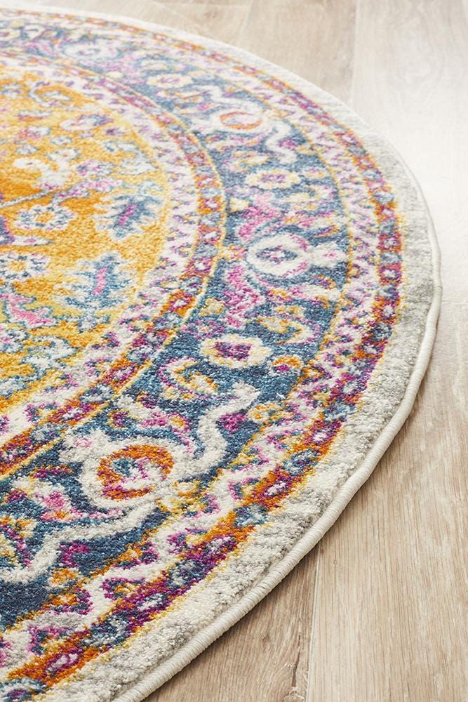 Babylon in Rust and Multi Coloured : Round Rug