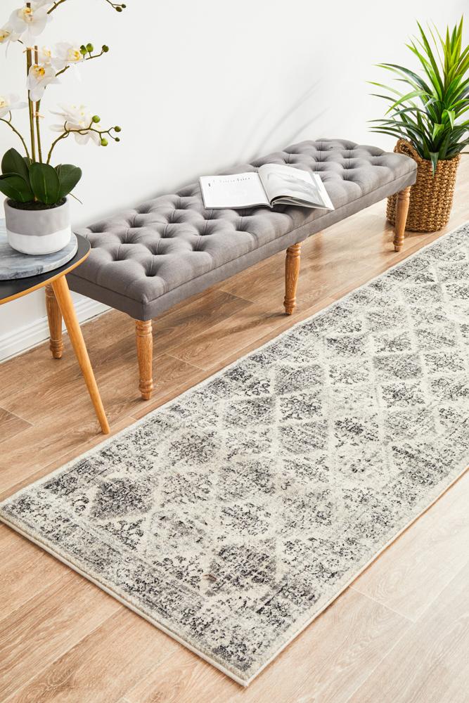 Century Runner Rug In Light Grey