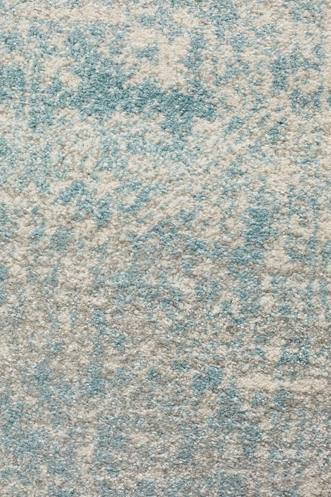 Evoke In White & Blue : Runner Rug