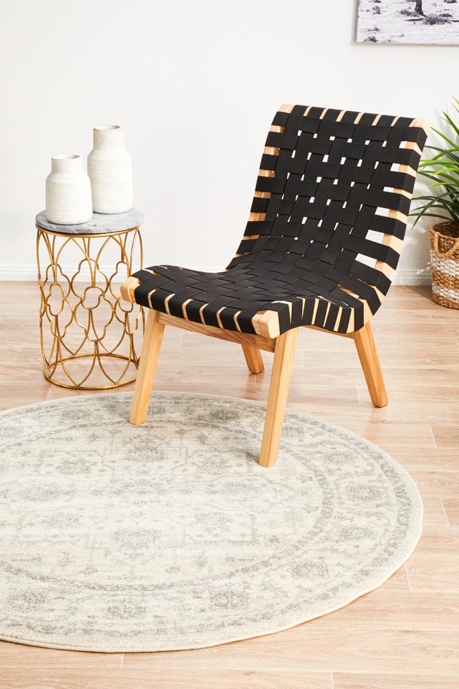 Evoke Star Round Rug In White