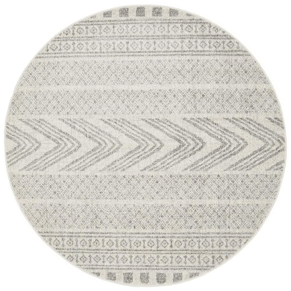 Mirage Tribal Round Grey Rug - Chic & Timeless Pattern