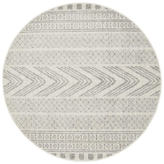 Mirage Tribal Round Grey Rug - Chic & Timeless Pattern