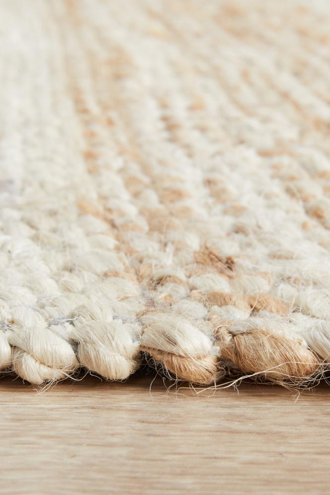 Noosa Stripes in White and Natural : Runner Rug