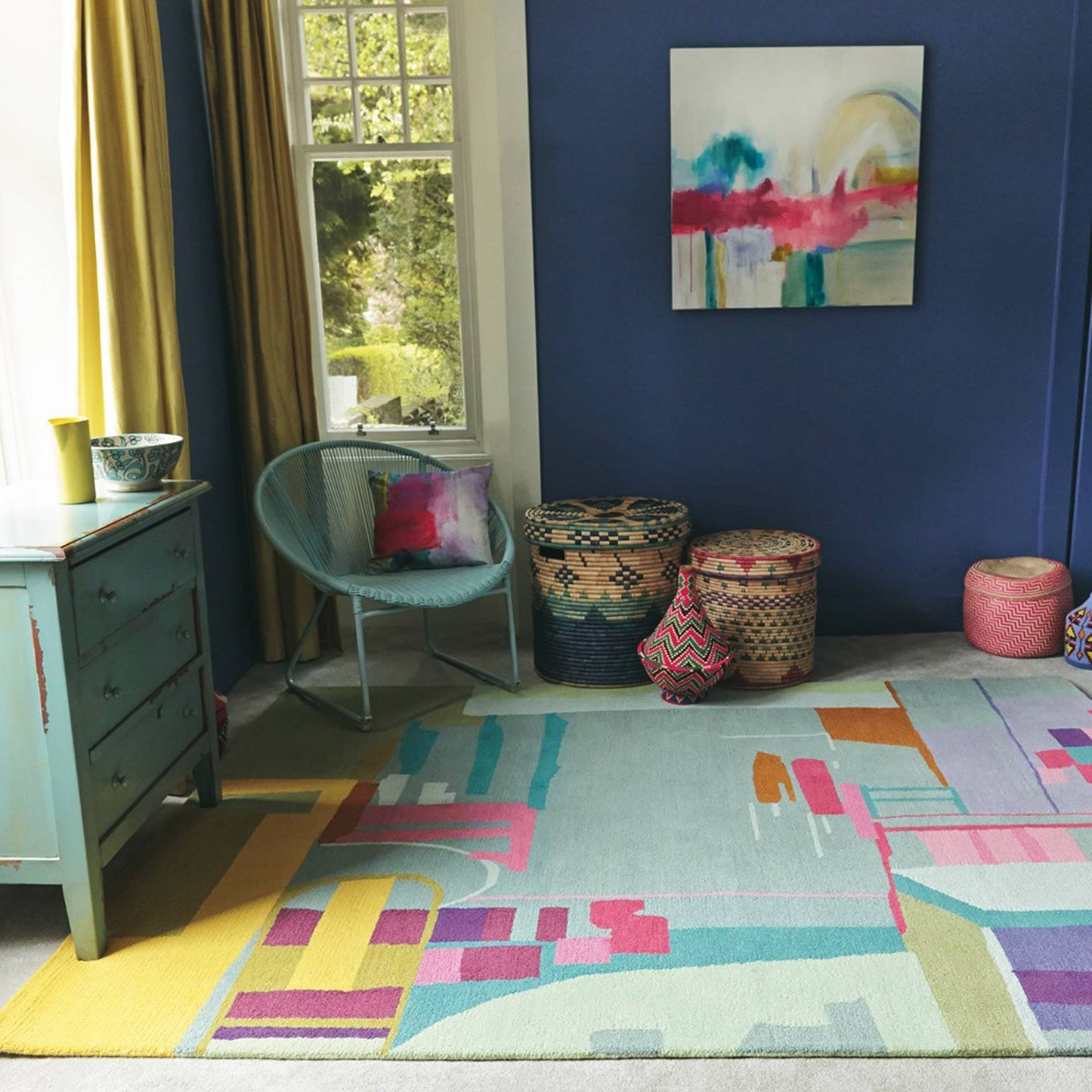 Bluebellgray Amal 19707 in Multi Coloured Rug