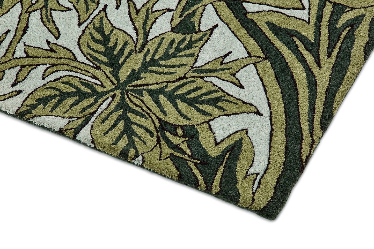 Morris & Co Bluebell Leafy 127607 In Arbour Green Rug