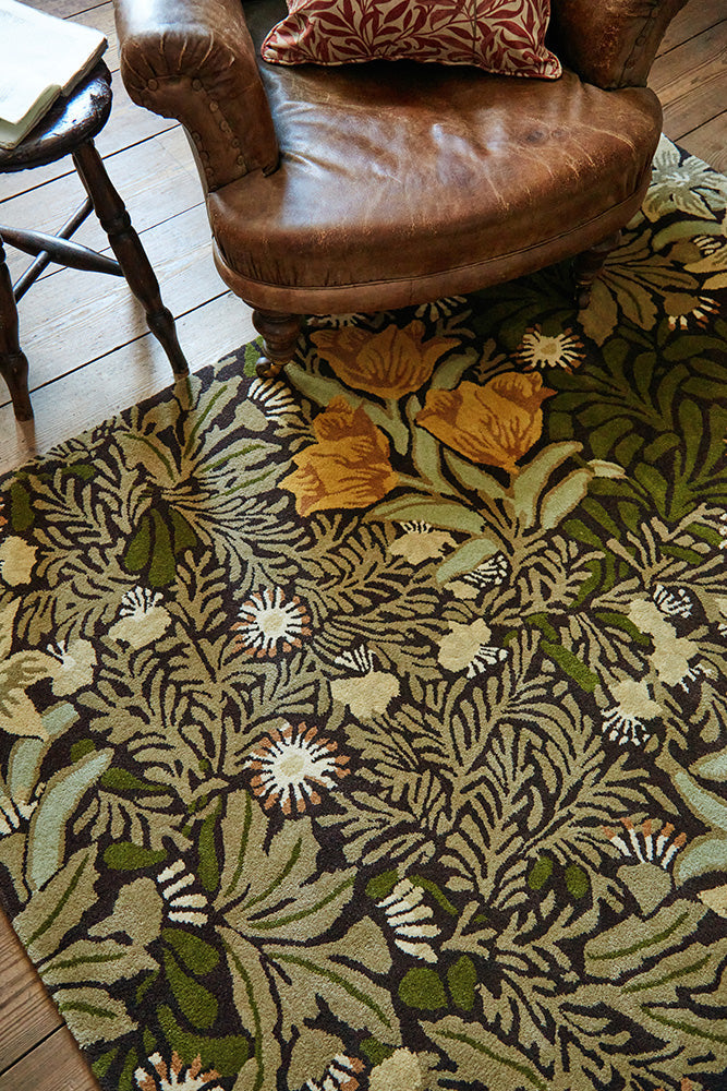 Morris & Co Bower 128207 Twining In Green Rug