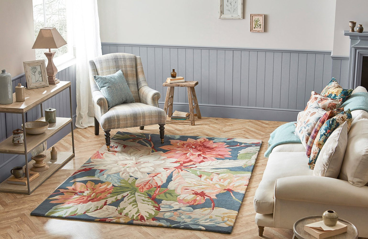 Sanderson Dahlia & Rosehip Teal Rug