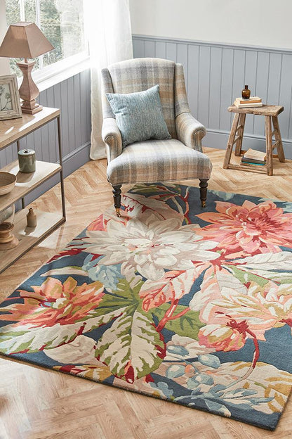 Sanderson Dahlia & Rosehip Teal Rug