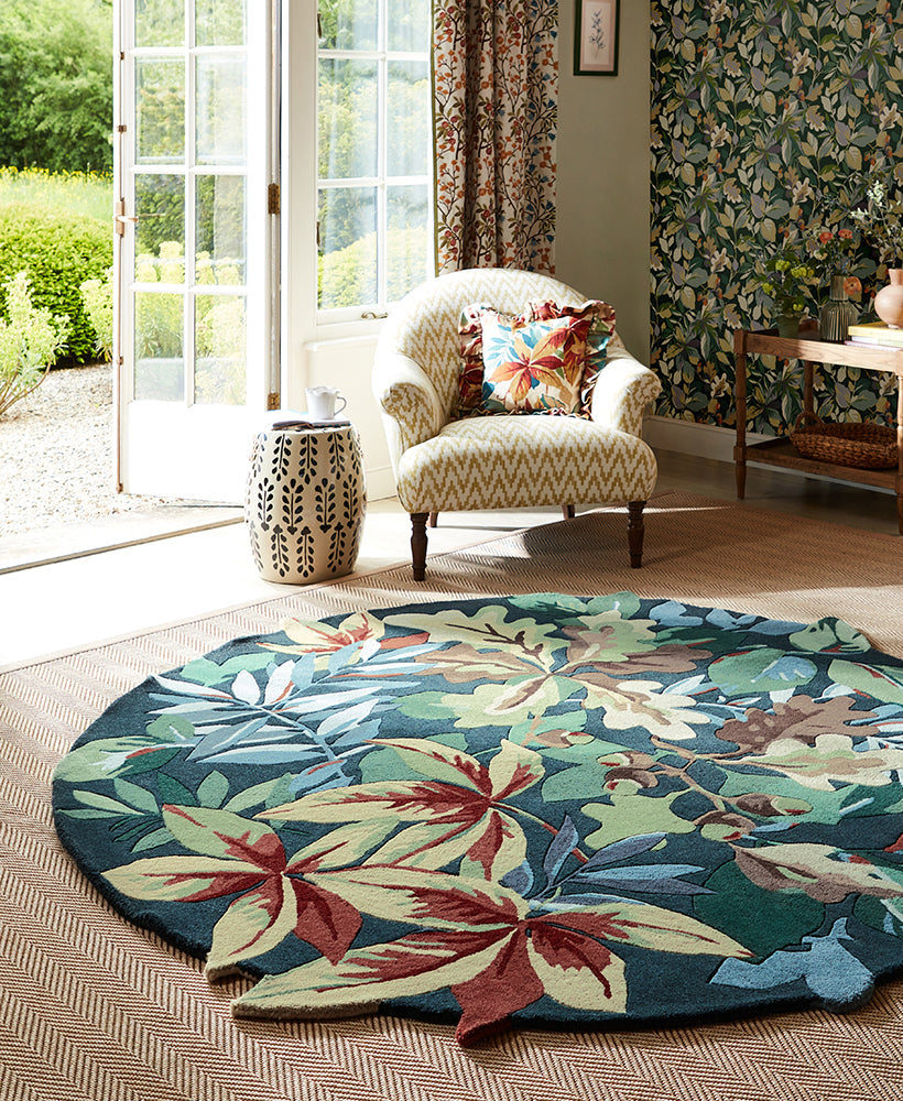 Sanderson Robin's Wood Forest Green Round 146508 Rug