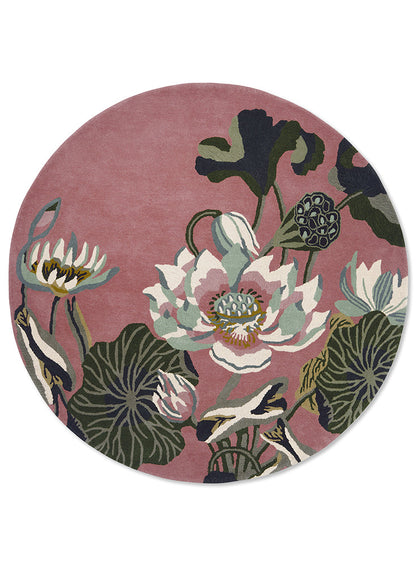 Wedgwood Waterlily Dusty Rose Round Rug - 038602