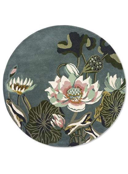 Wedgwood Waterlily Midnight Pond Round Rug - 038608