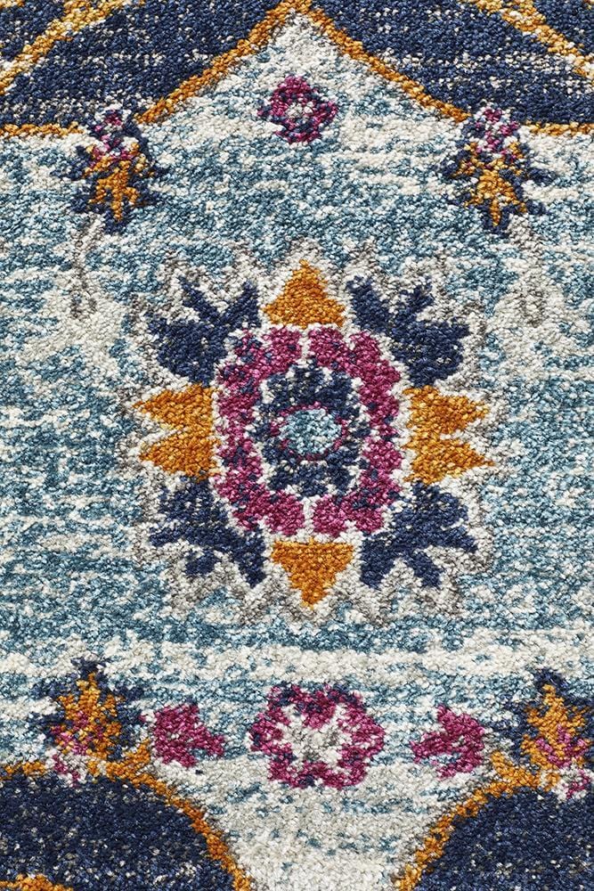 Babylon in Rust and Blue : Round Rug