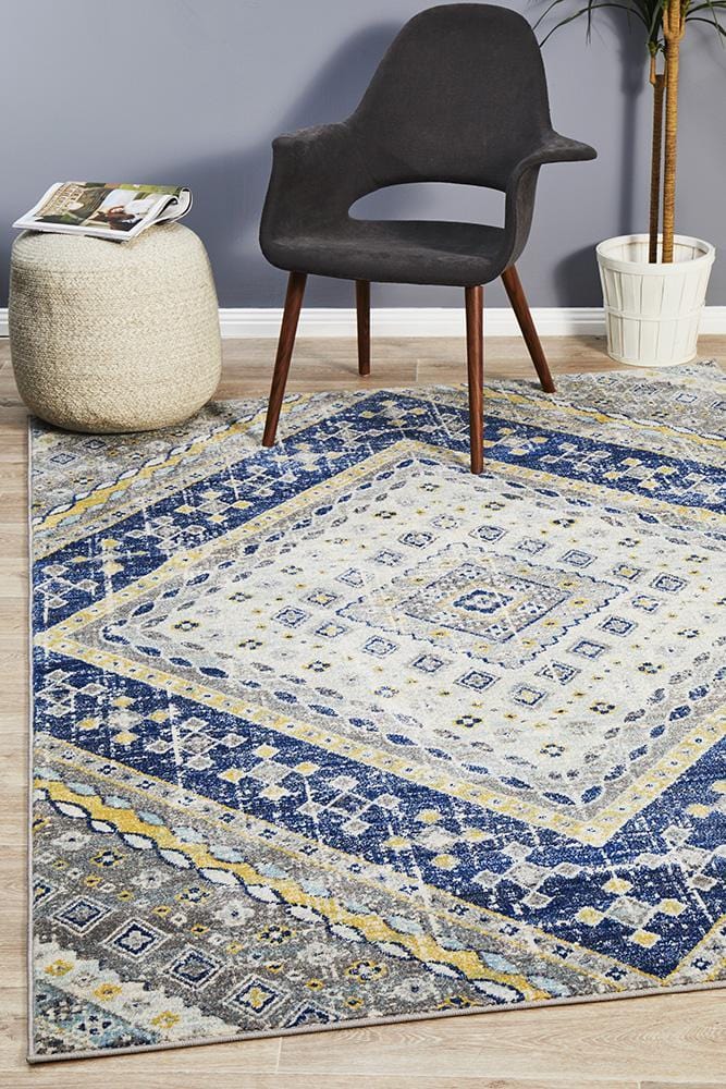 Babylon Diamond in Navy Rug