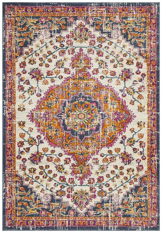 Babylon in White and Multi Coloured Rug