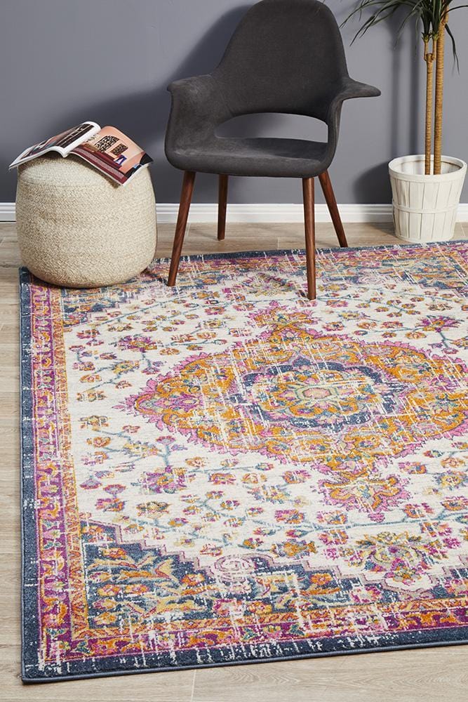 Babylon in White and Multi Coloured Rug