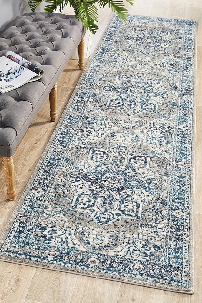 Babylon Traditional in Blue : Runner Rug