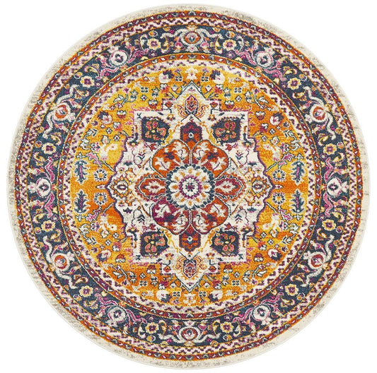 Babylon in Rust and Multi Coloured : Round Rug