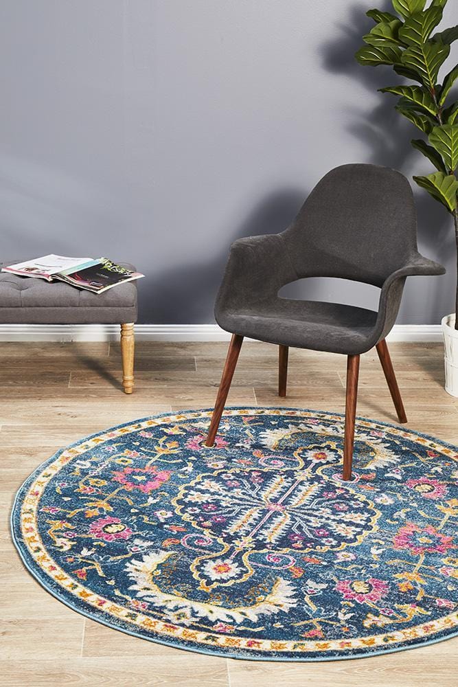 Babylon Dream in Navy : Round Rug