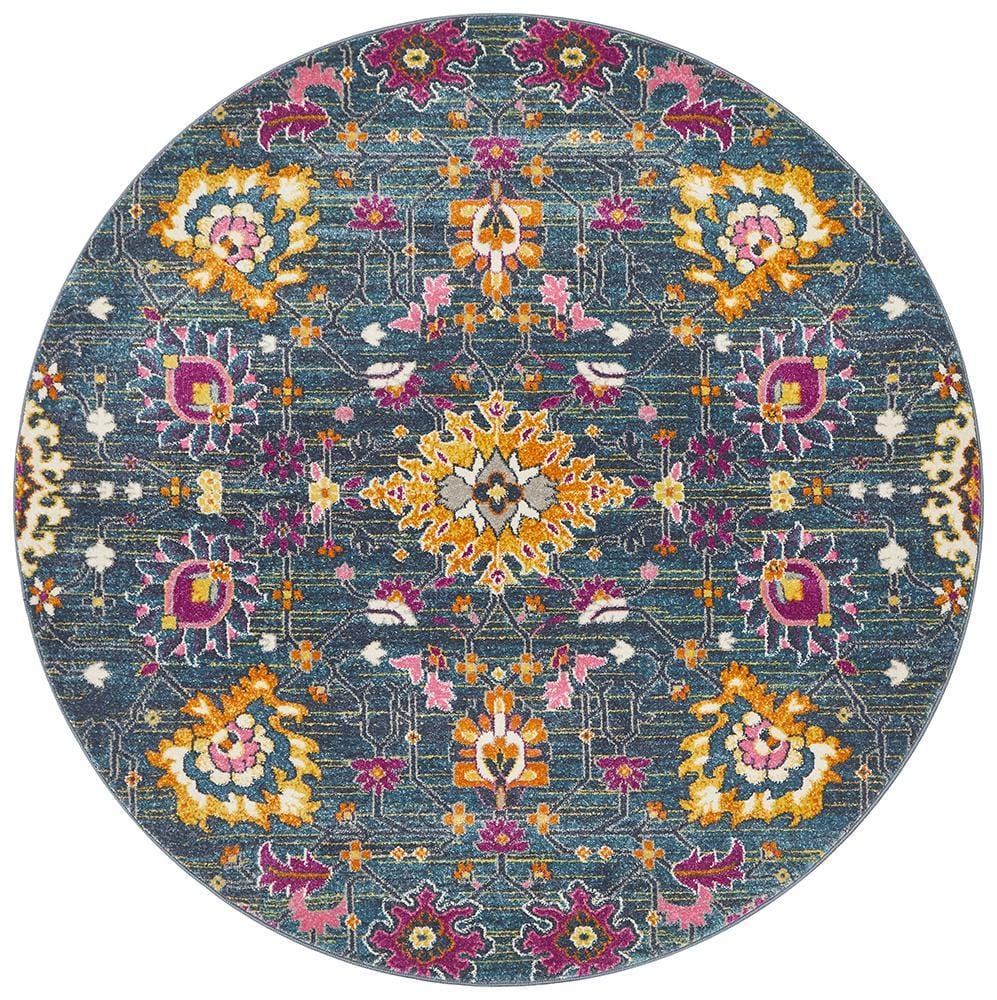 Babylon Floral in Blue : Round Rug