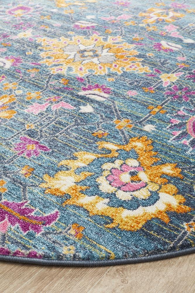 Babylon Floral in Blue : Round Rug