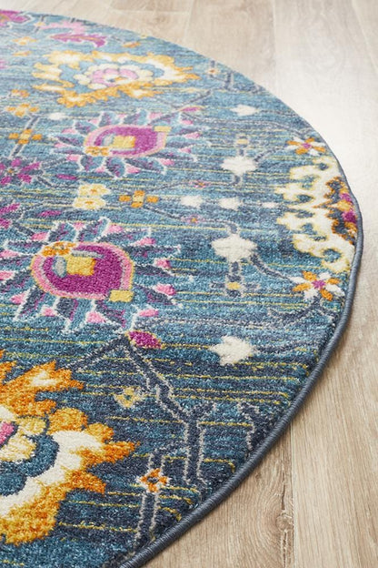 Babylon Floral in Blue : Round Rug