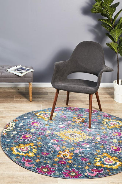 Babylon Floral in Blue : Round Rug