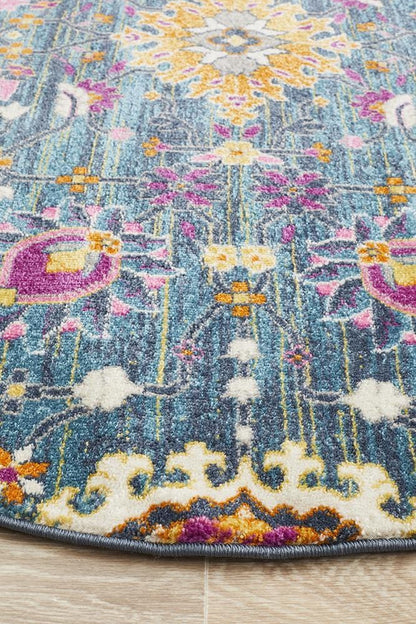 Babylon Floral in Blue : Round Rug