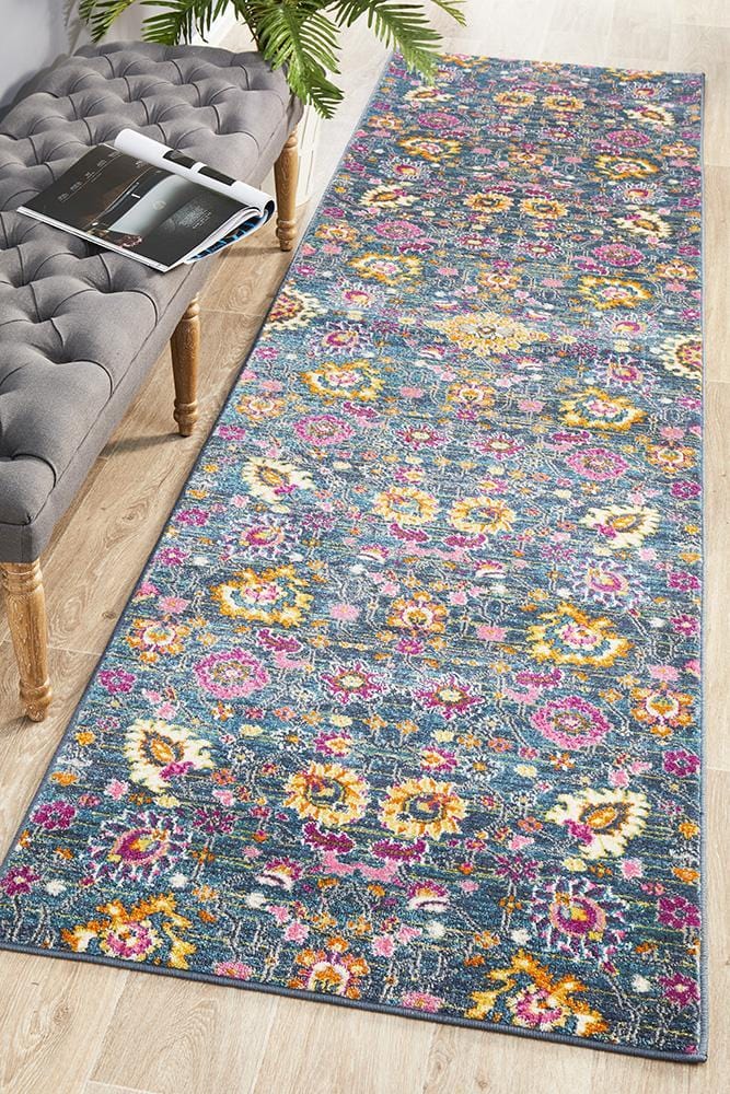 Babylon Floral in Blue : Runner Rug