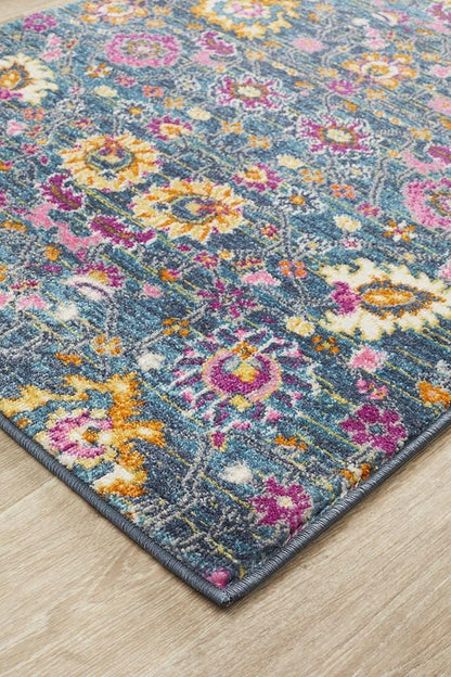 Babylon Floral in Blue : Runner Rug