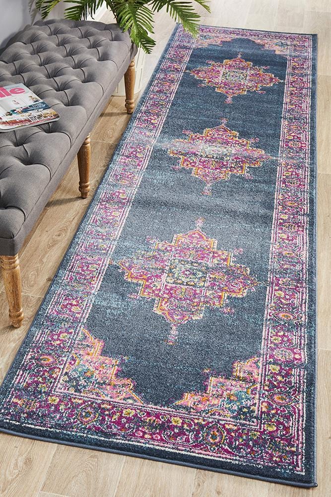 Babylon in Navy and Fuchsia : Runner Rug