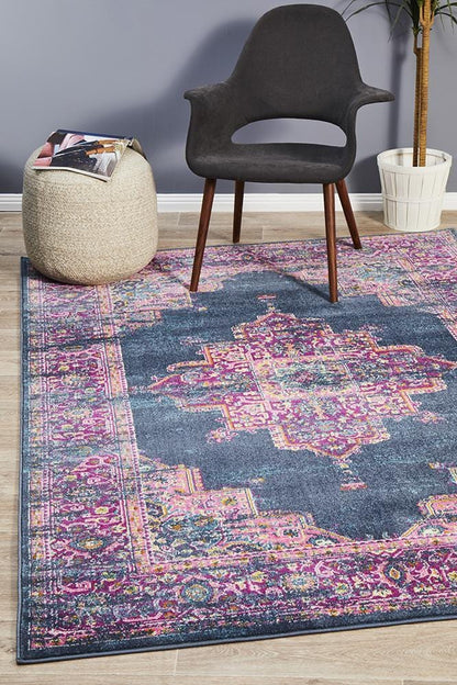 Babylon in Navy and Fuchsia Rug