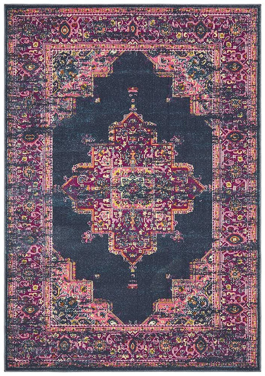 Babylon in Navy and Fuchsia Rug