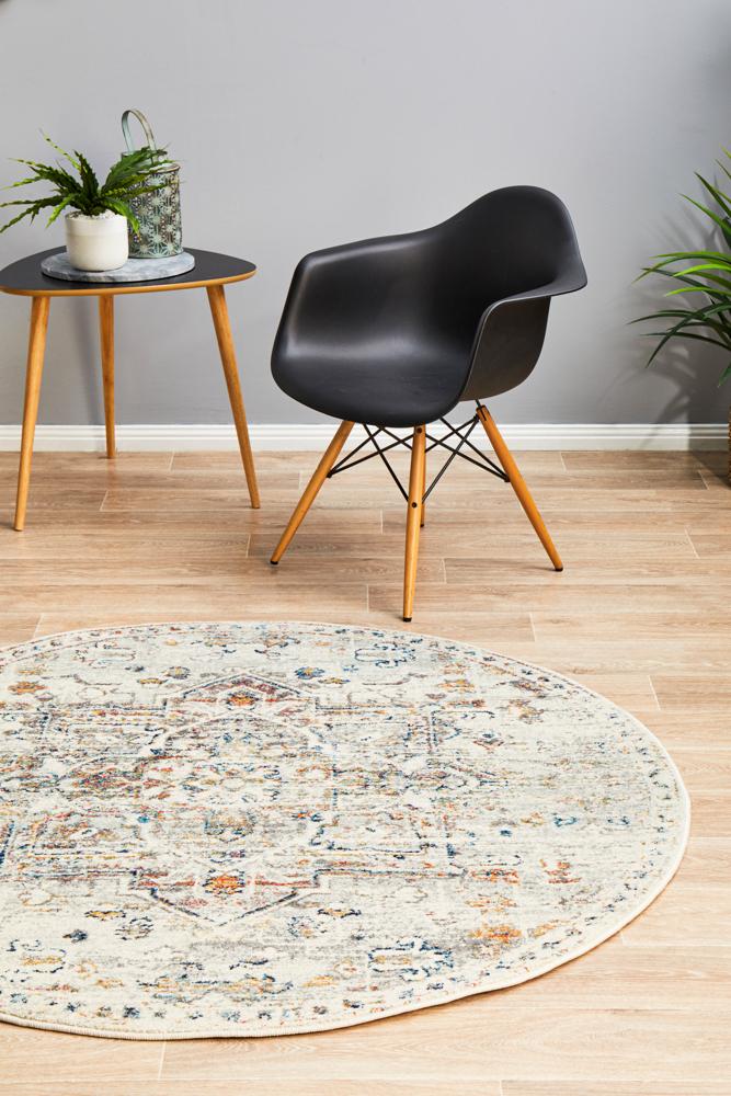 Century In Silver & Multi : Round Rug