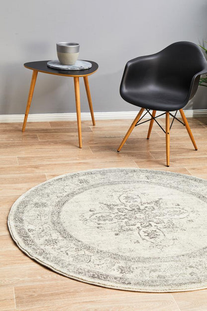 Century In Ivory & Silver : Round Rug