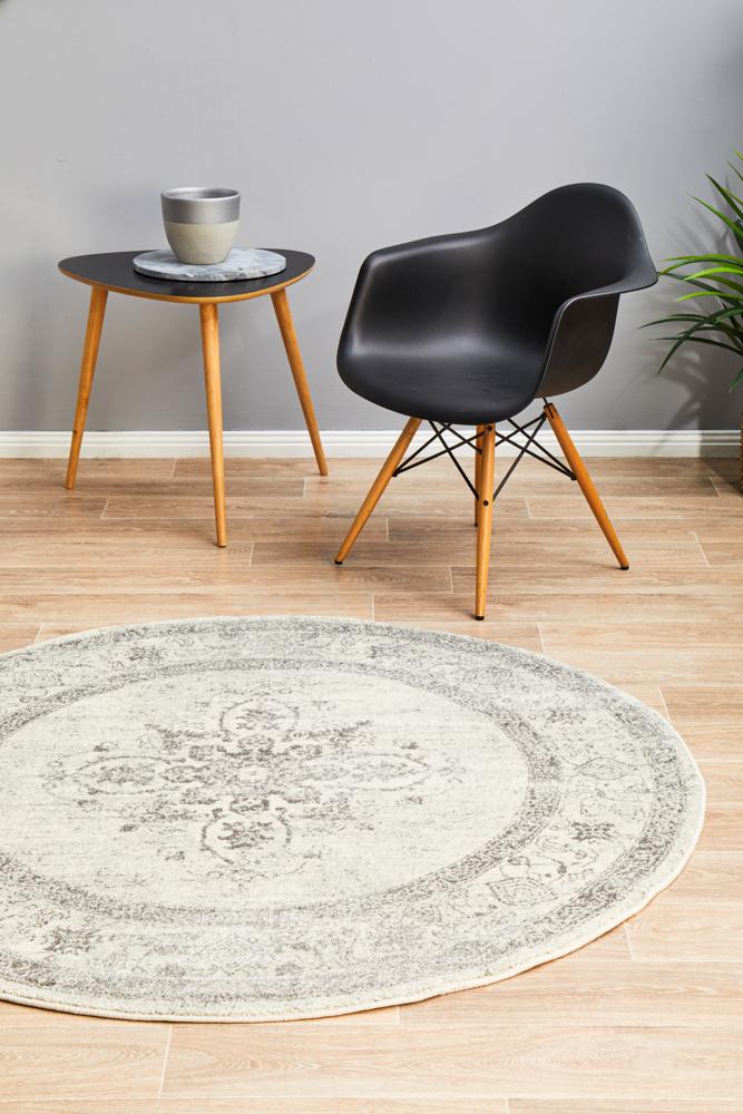 Century In Ivory & Silver : Round Rug