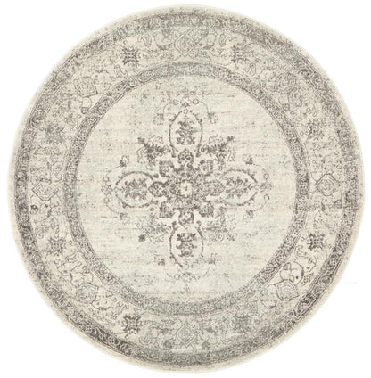 Century In Ivory & Silver : Round Rug