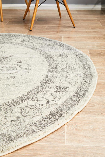 Century In Ivory & Silver : Round Rug