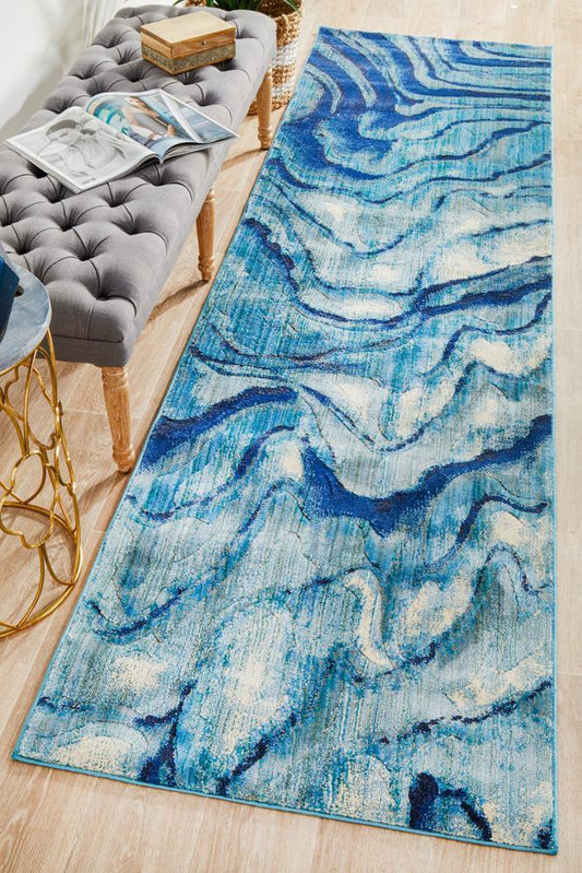 Dream Waves in Indigo : Runner Rug