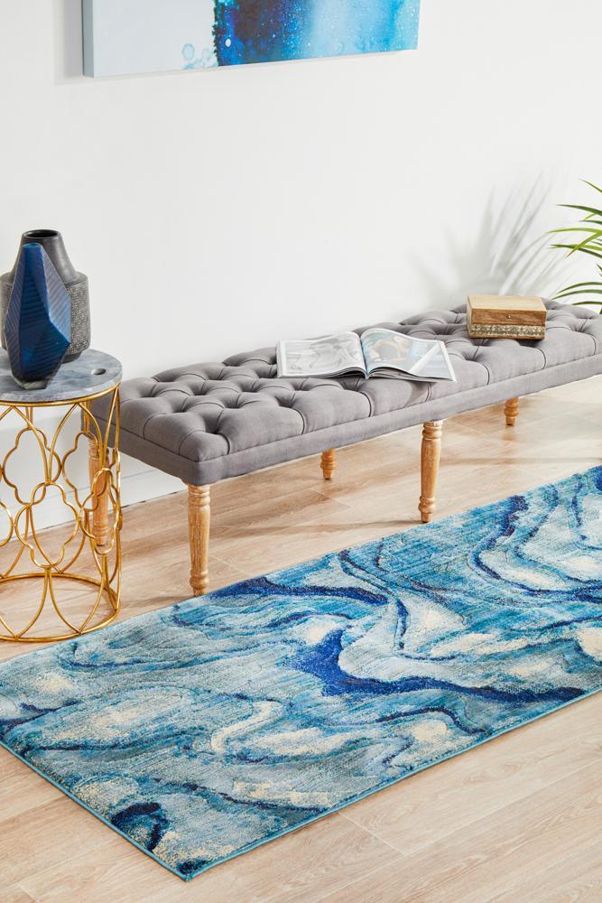 Dream Waves in Indigo : Runner Rug