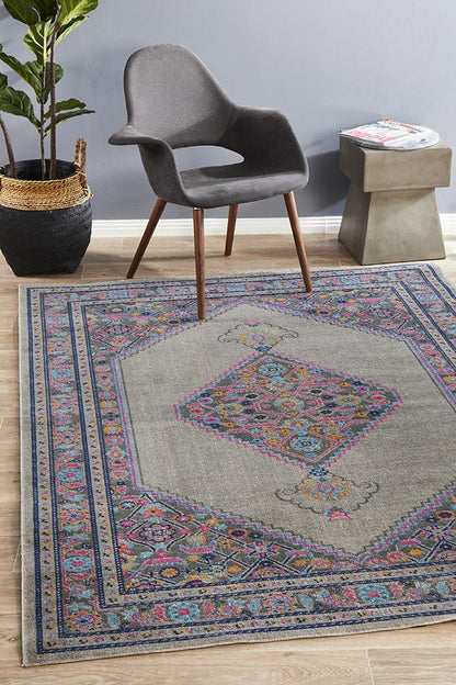 Eternal Diamond Rug In Grey & Multi