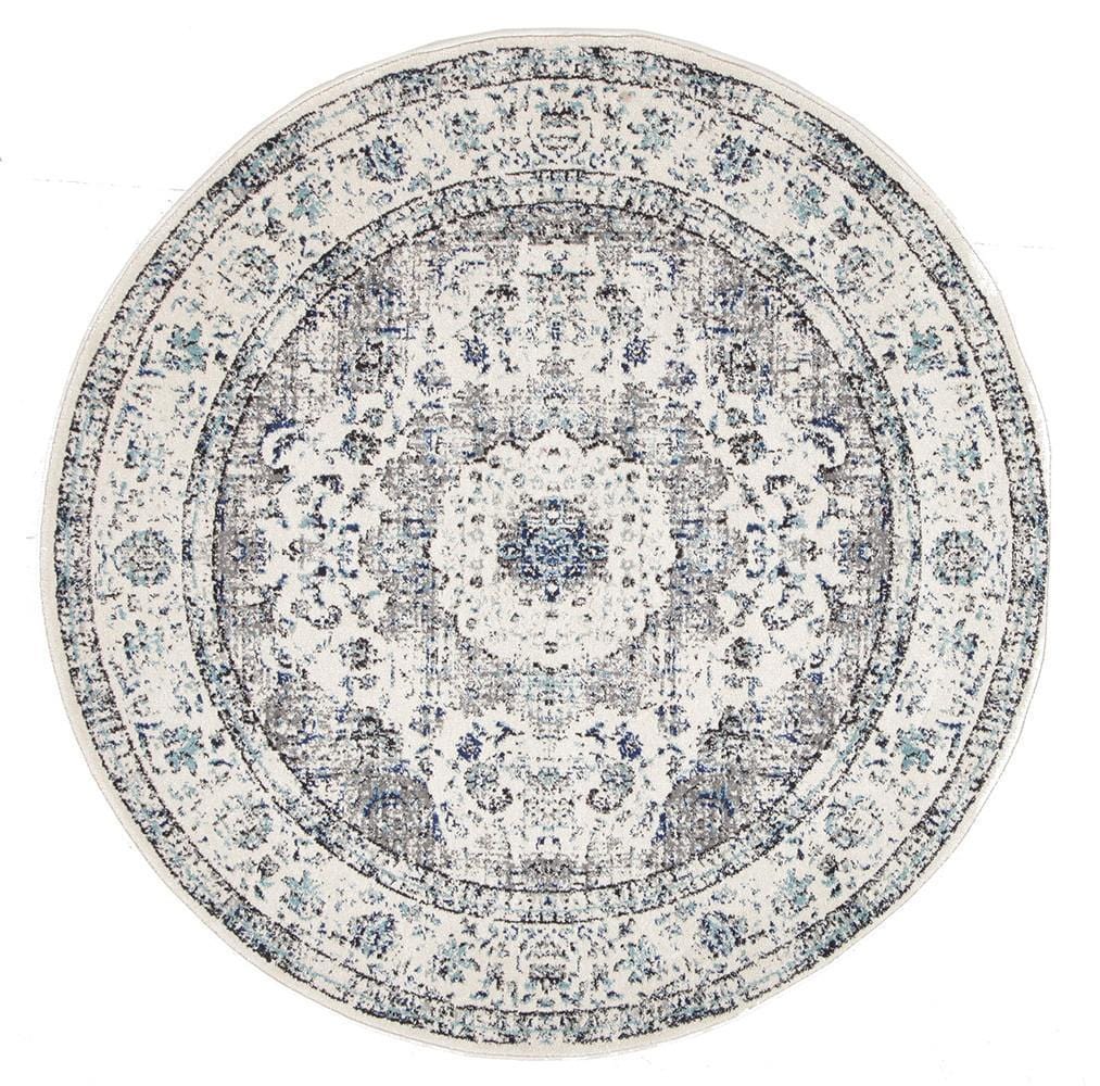 Evoke Mist White Transitional Round Rug