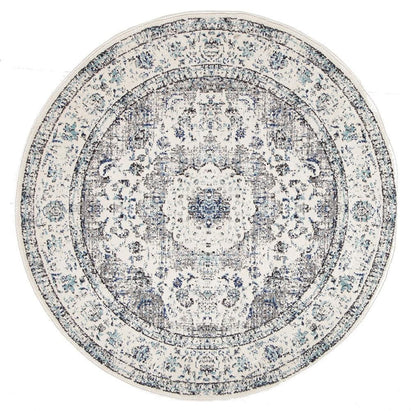 Evoke Mist White Transitional Round Rug