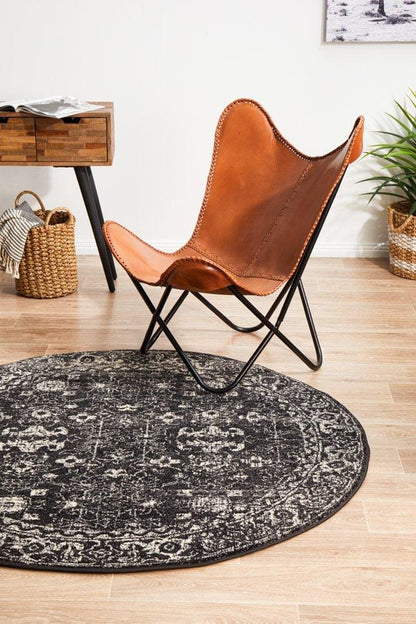 Evoke Meshky Round Rug In Charcoal