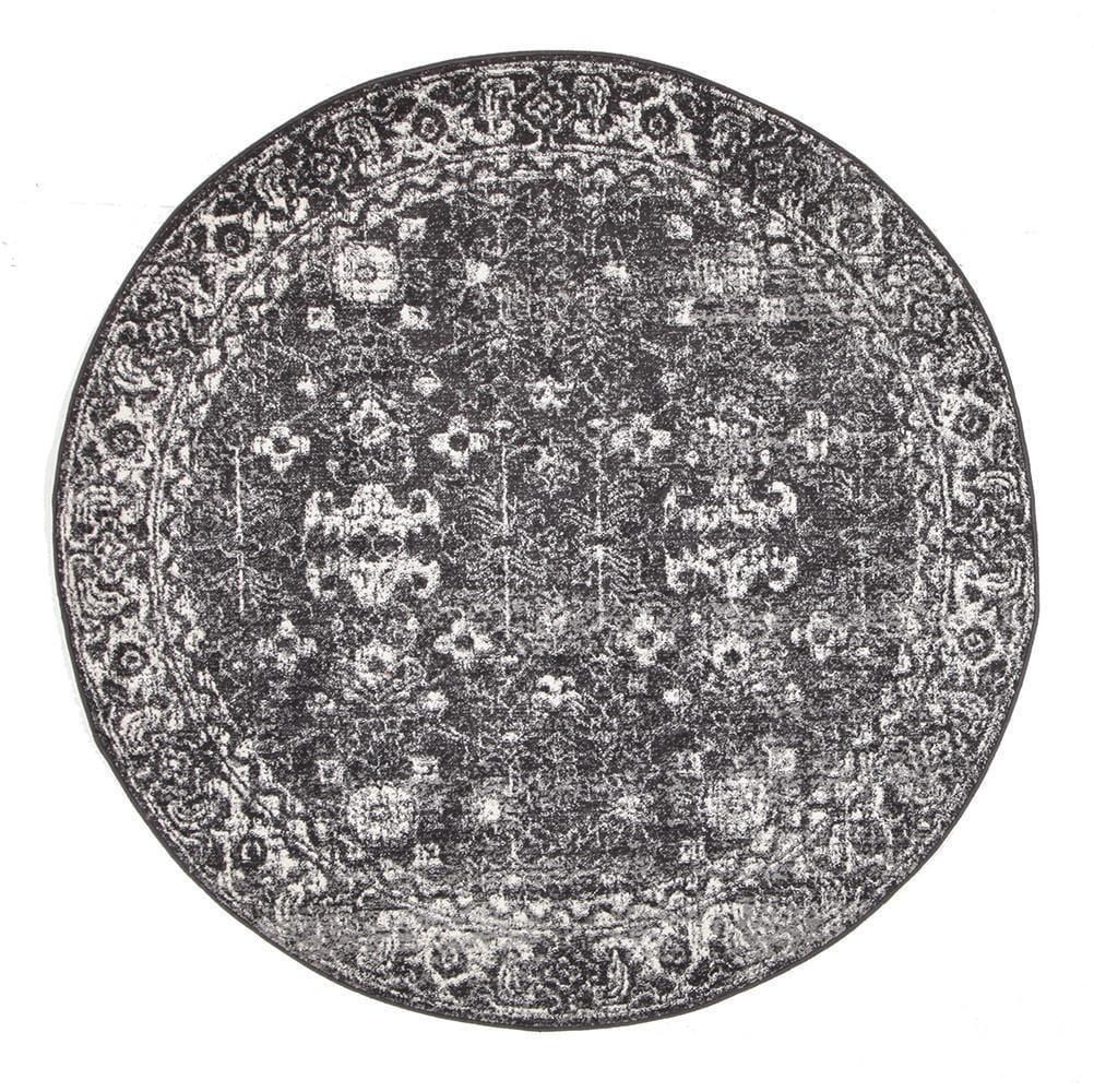 Evoke Estella Charcoal Transitional Round Rug