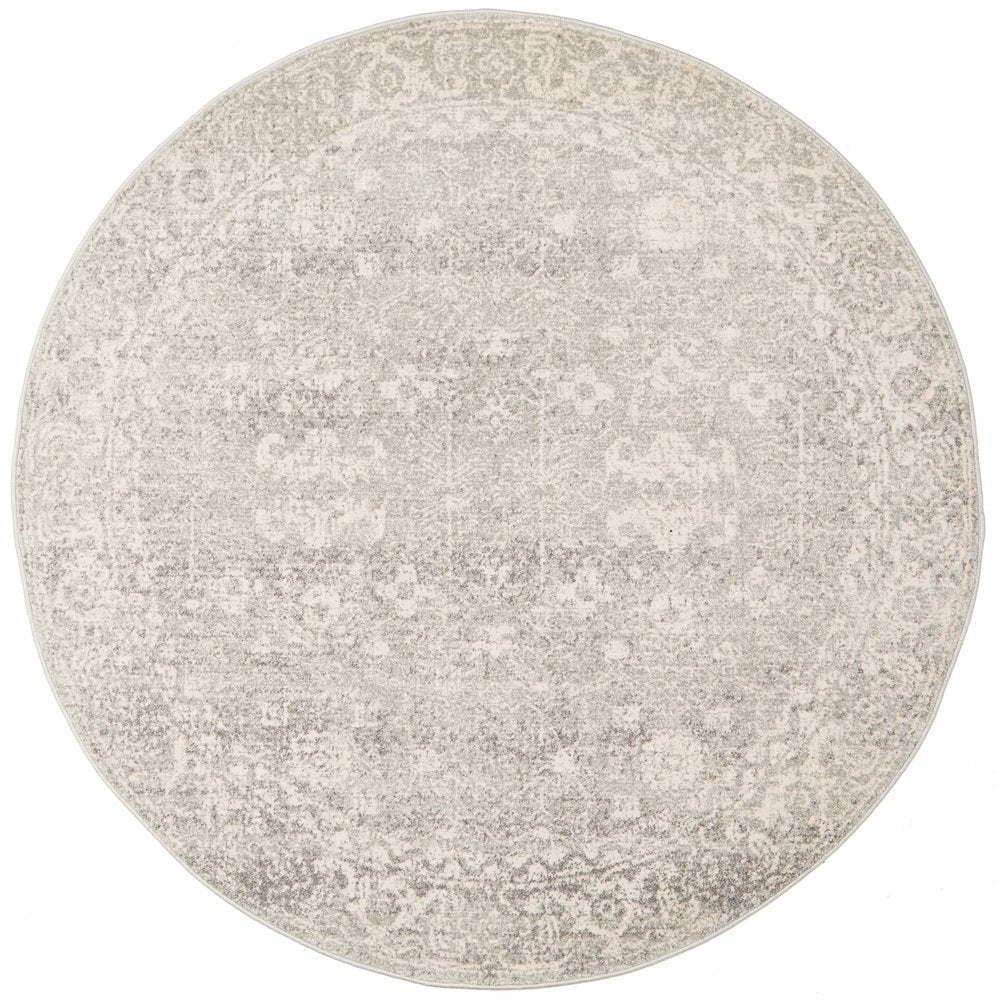 Evoke Round Rug In Silver