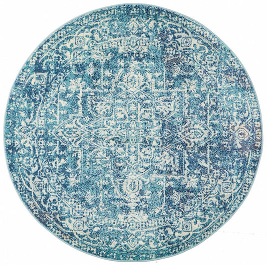 Evoke Round Rug In Misty Blue