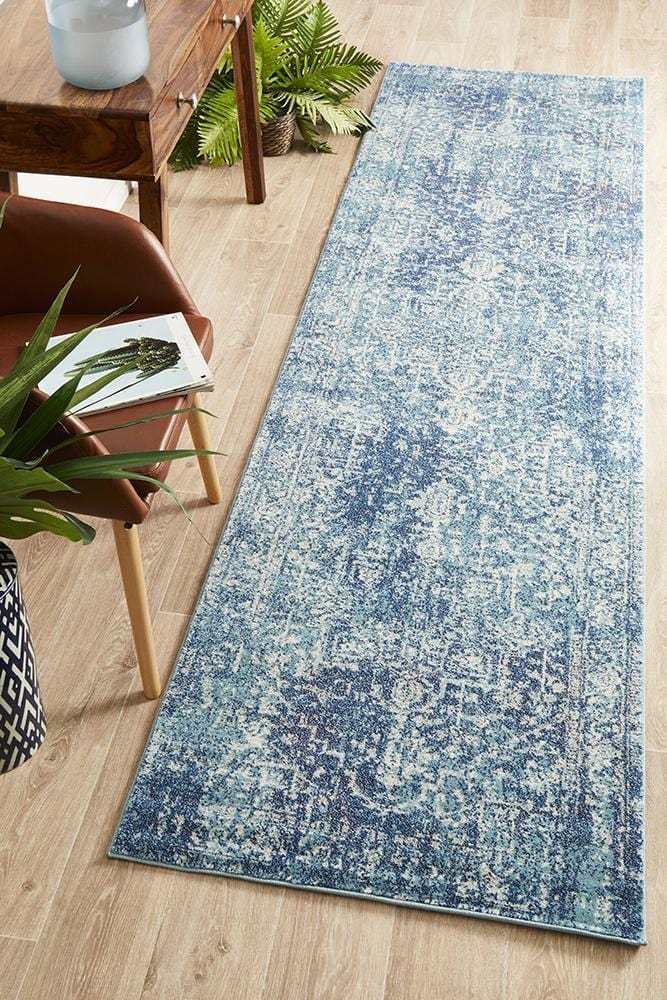 Evoke Runner Rug In Misty Blue