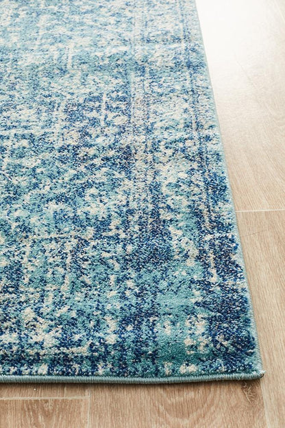 Evoke Runner Rug In Misty Blue